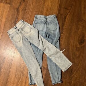 Light Blue Straight Leg Jeans High-Waisted Classic